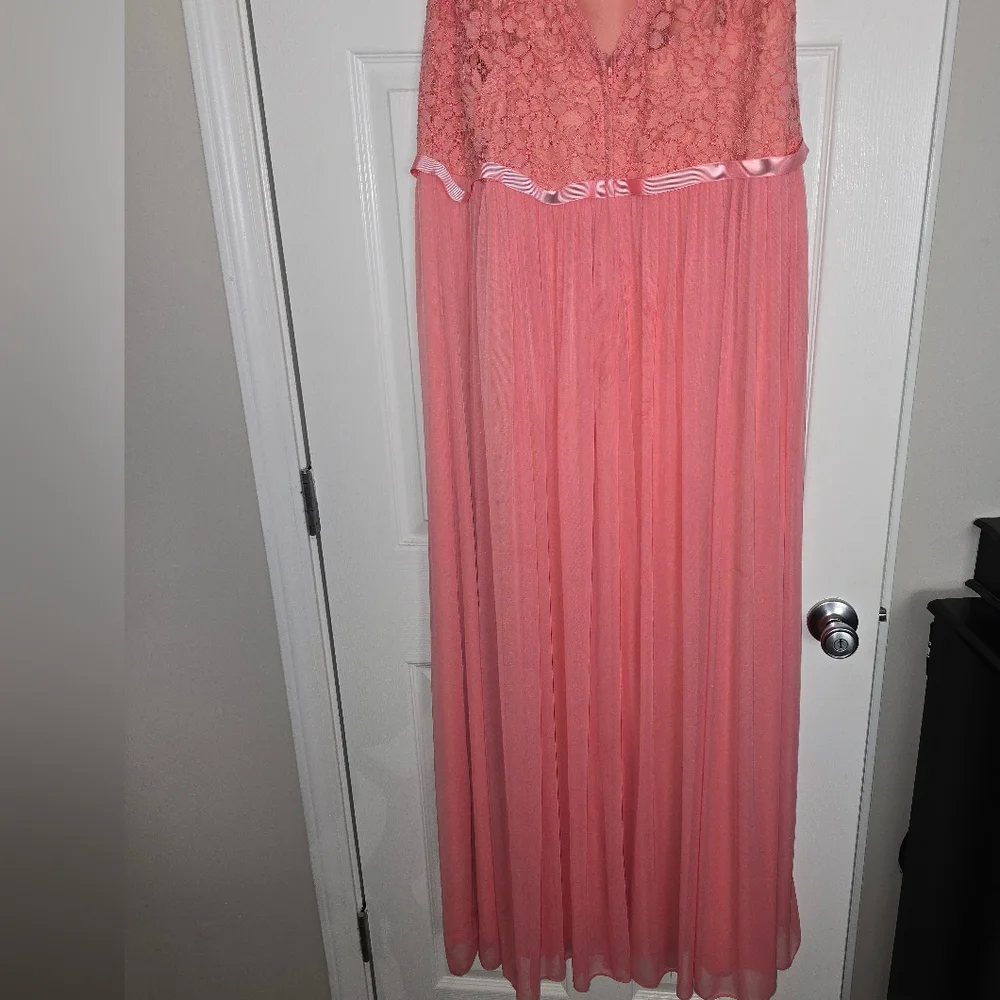 David's Bridal Coral Lace Dress - Picture 3 of 4